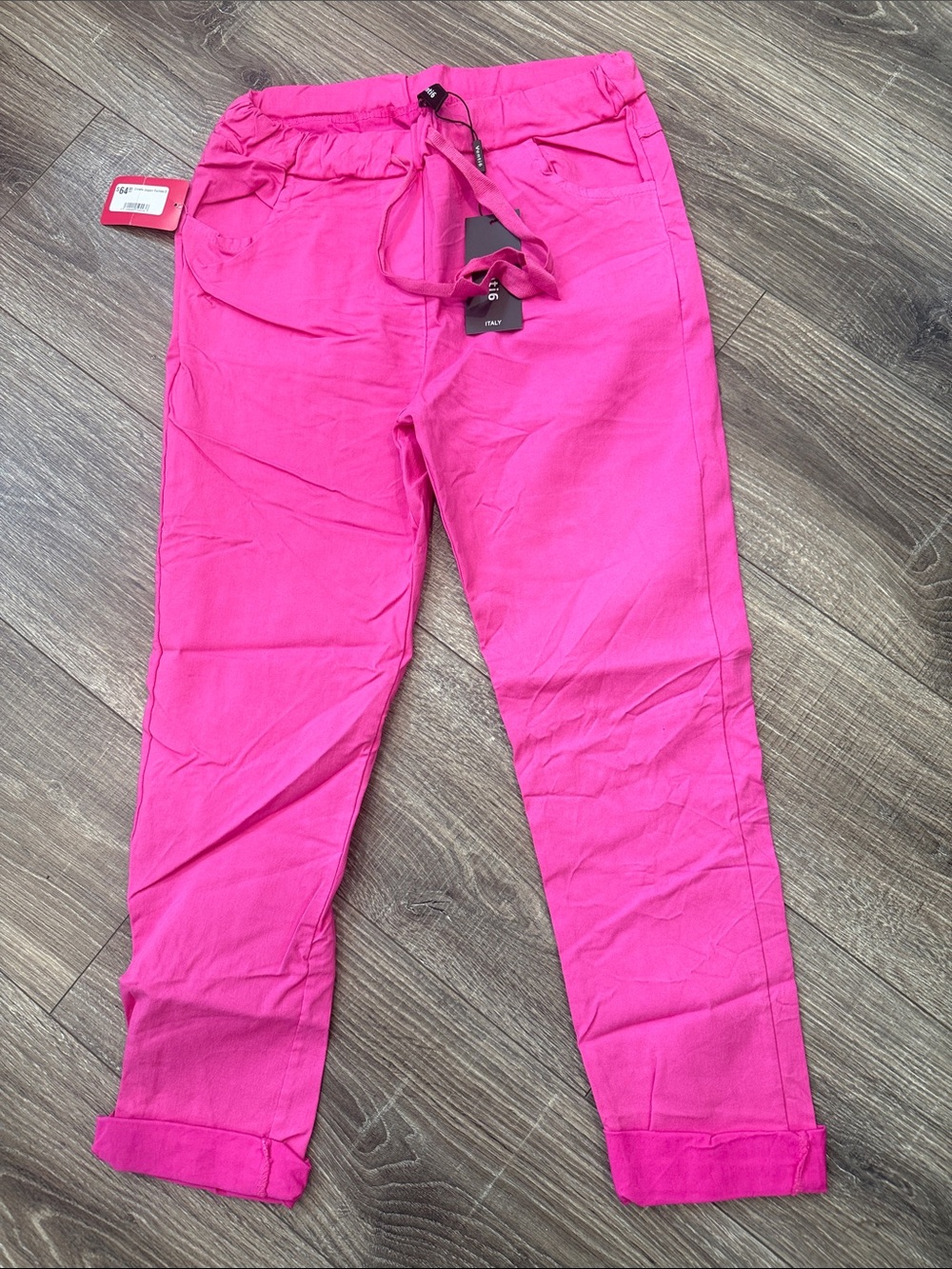 Venti6 crinkle jogger Bright Hot Pink / Fuschia Drawstring Pants